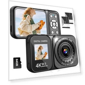 4K 64MP Dual Screens Digital Camera — Compact Digital Cameras, QUOLODOO