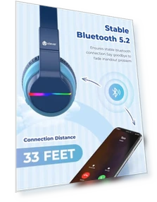 Kids Bluetooth Headphones with LED Lights — Over-Ear Headphones, iClever