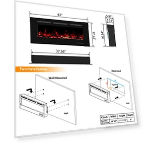 Wall Mounted Electric Fireplace — Electric Heating Solutions, Oxhark Flame