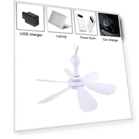 Silent 6-Blade Ceiling Fan with USB Power — Ceiling Fans, Teakh