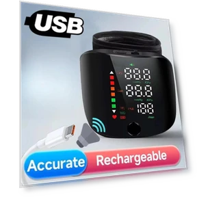 Rechargeable Wrist Blood Pressure Monitor with LED Screen — Blood Pressure Monitors, Melsya