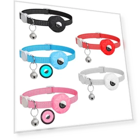 Reflective Adjustable Pet Collar with Airtag Holder — Trackers, CUialunm12