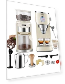 20 Bar Espresso Coffee Machine with Burr Grinder Set — Coffee & Espresso Combos, Gevi