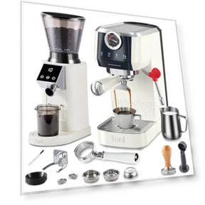 Espresso Machine with Grinder and Bottomless Portafilter Combo — Electric Blade Coffee Grinders, Tuni