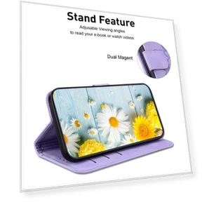Leather Wallet Case with Lily Flower Imprint — Phone Accessories, Smartwatch 2025
