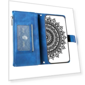 Mandala Imprinted Design Leather Wallet Phone Cover with Strap — Phone Accessories, Smartwatch 2025