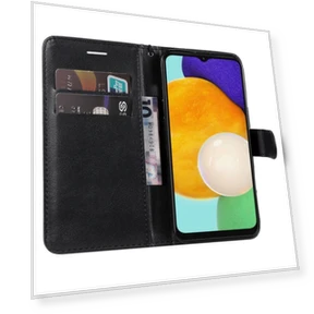 Solid Color Leather Mobile Cover Wallet Stand with Strap — Phone Accessories, Smartwatch 2025