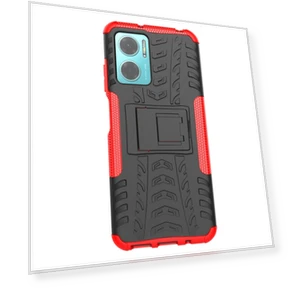 Tire Texture Shock-Absorption Cover Kickstand Combo PC+TPU Dual Layer Design Protective Phone Case — Protective Covers, Smartwatch 2025