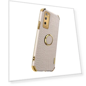 Crocodile Texture 6D Electroplated PU Leather Coated TPU Phone Case Cover with Ring Kickstand — Phone Accessories, Smartwatch 2025