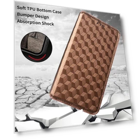 Foldable Stand Imprinted Rhombus PU Leather Case Magnetic Closure Phone Wallet Cover — Flip Cases, Smartwatch 2025