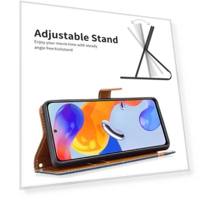 Jeans Cloth Texture Leather Wallet Mobile Cover with Stand — Phone Accessories, Smartwatch 2025
