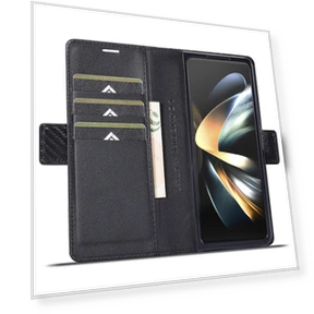 Leather Cover Carbon Fiber Texture Stand Wallet Case — Phone Accessories, Smartwatch 2025