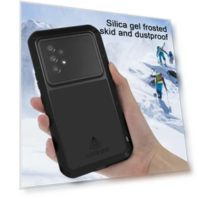 Metal+Silicone Hybrid Case with Tempered Glass Screen Protector — Phone Accessories, LOVE MEI