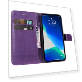 Solid Color Leather Mobile Cover Wallet Stand with Strap — Phone Accessories, Smartwatch 2025