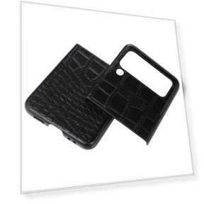 Wear-resistant Crocodile Texture Anti-fall Genuine Cowhide Leather Coated PC Phone Cover — Flip Cases, Smartwatch 2025