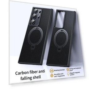 Carbon Fiber Texture Kickstand Protective Cover — Phone Accessories, Smartwatch 2025