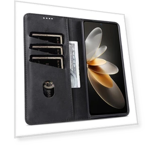 PU Leather Folio Wallet Magnetic Auto-absorbed Phone Cover — Battery Charger Cases, Smartwatch 2025