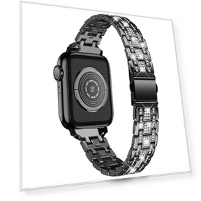 Stainless Steel Rhinestone Decor Dual-layer Clasp Watch Band with PC Watch Case — Bands, Smartwatch 2025
