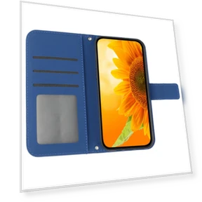 Sunflower Imprint Leather Wallet Phone Cover with Wrist Strap — Smartwatch Straps, Samrtwatch Bands Straps