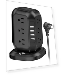 Power Strip Tower with USB Ports — Power Solutions & Surge Protection, AiJoy