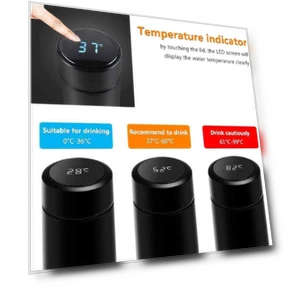 Smart Temperature Display Thermos Mug — Beverage Warmers