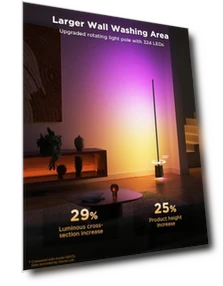 RGBICWW LED Floor Lamp with Bluetooth Speaker and White Noise — Standing Lights, Govee