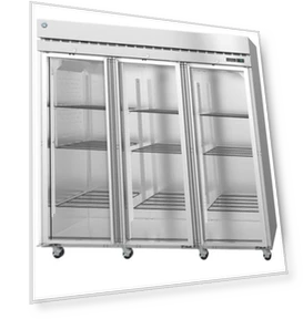 Three Section Commercial Glass Door Refrigerator — Mini Fridges, Hoshizaki