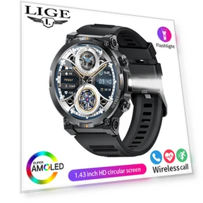 AMOLED Bluetooth Smart Watch with LED Flashlight — Smartwatches, LIGE