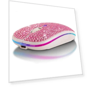 Rechargeable Silent Bluetooth Mouse with Diamond Inlay — Mouse Pads, Queen mall