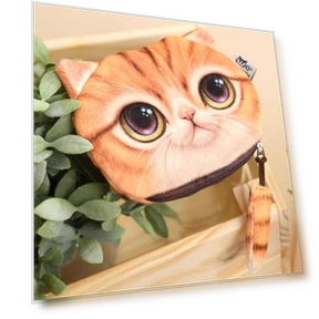 3D Cat Head Plush Coin Purse with Tail — Pillows, AI Supermarket