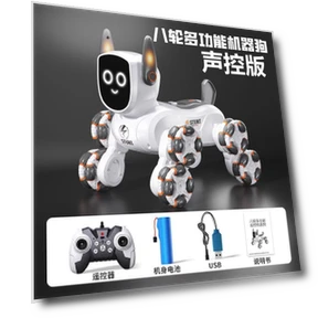 Intelligent Voice Control Eight-Wheel Stunt Robot Dog — Interactive Figures & Robots, Plastic Toys