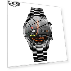 Full Circle Touch Screen Smartwatch with Steel Strap — Wearable Accessories, LIGE