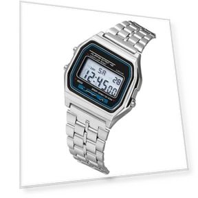 Electronic Watch with Steel Strap and Multicolor LEDs — Bands, AI Supermarket