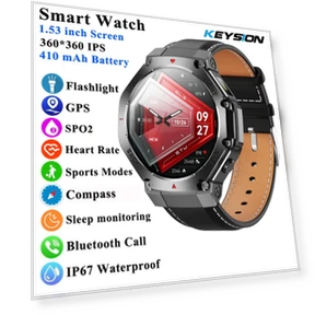 Outdoor Smart Watch with Flashlight, Compass, GPS Tracker, Health Monitor — Smartwatches, KEYSION