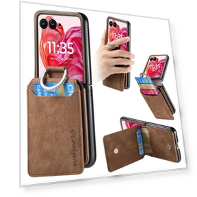 Card Holder Kickstand Retro Texture Leather Back Cover — Flip Cases, Smartwatch 2025