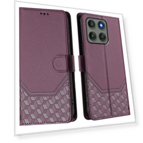 Imprinted Honeycomb RFID Blocking Leather Phone Cover with Strap — Basic Cases, Smartwatch 2025