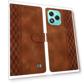 Leather Case Imprinted Checkered Pattern Wallet Stand Flip Phone Cover — Flip Cases, Smartwatch 2025