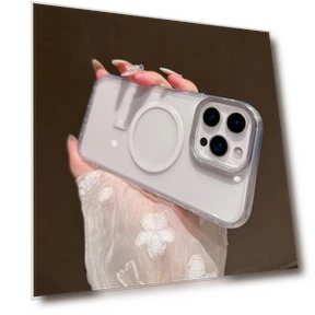 MagSafe Clear Phone Cover with Diamond Texture Lens Frame — Phone Accessories, Smartwatch 2025
