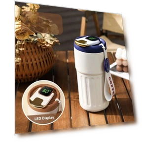 Elegant Insulated Mug with LED Display — Beverage Warmers