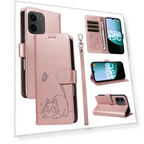 Cat Pattern Embossed Leather Phone Case with Wrist Strap — Phone Accessories, Smartwatch 2025