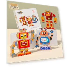 DIY Wooden Robot Building Kit — Educational, Super Go