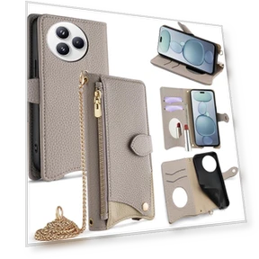 Leather Case Wallet Stand Cover with Chain Strap — Phone Accessories, Smartwatch 2025
