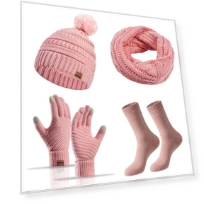Warm Knitted Hat, Soft Touchscreen Gloves, Women's Hat, Scarf, Gloves, Socks Set — Sets, CDjiangqi