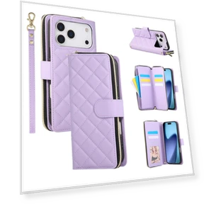 Zipper Wallet Rhombus PU Leather Crossbody Phone Cover — Phone Accessories, Smartwatch 2025