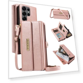 Zipper Wallet Leather Phone Cover with Shoulder Strap — Phone Accessories, YIKATU