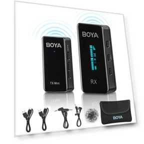 Mini Wireless Lavalier Microphone System with OLED Screen — Wireless Systems, Boya