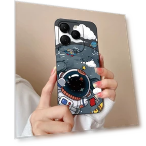 Astronaut Cartoon Pattern Shockproof Liquid Silicone Matte Phone Case — Basic Cases, New Style Case