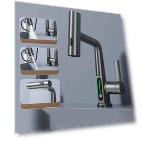Digital Display Pull-out Lift Mixer Tap — Sink Faucets & Parts, SUN LL
