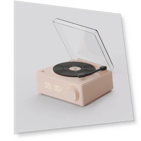 Retro Vinyl Wireless Bluetooth Speaker Alarm Clock — Portable Sound Systems, Mango Event