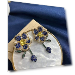 Silver 925 Needle Earrings with Colored Zirconia — Stud, ANENJERY Bijouterie